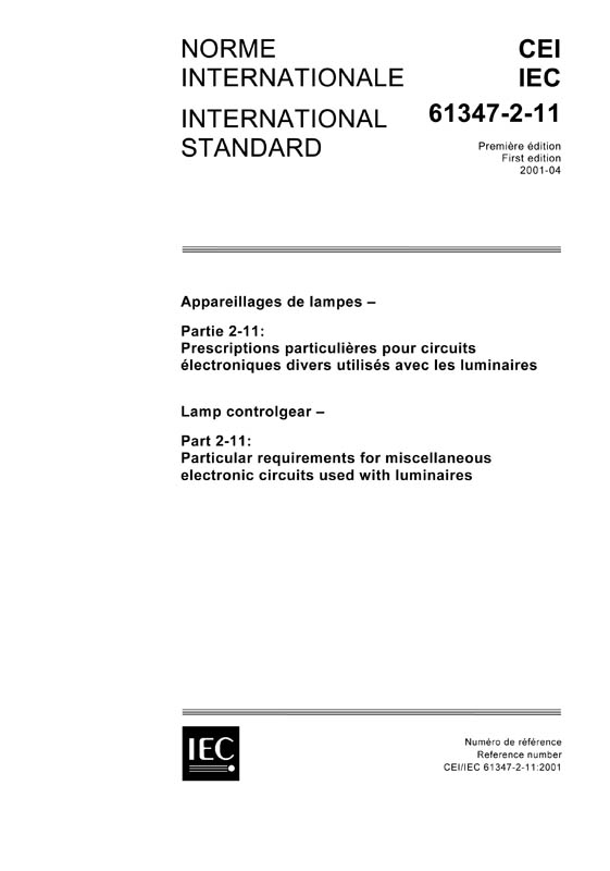 Cover IEC 61347-2-11:2001